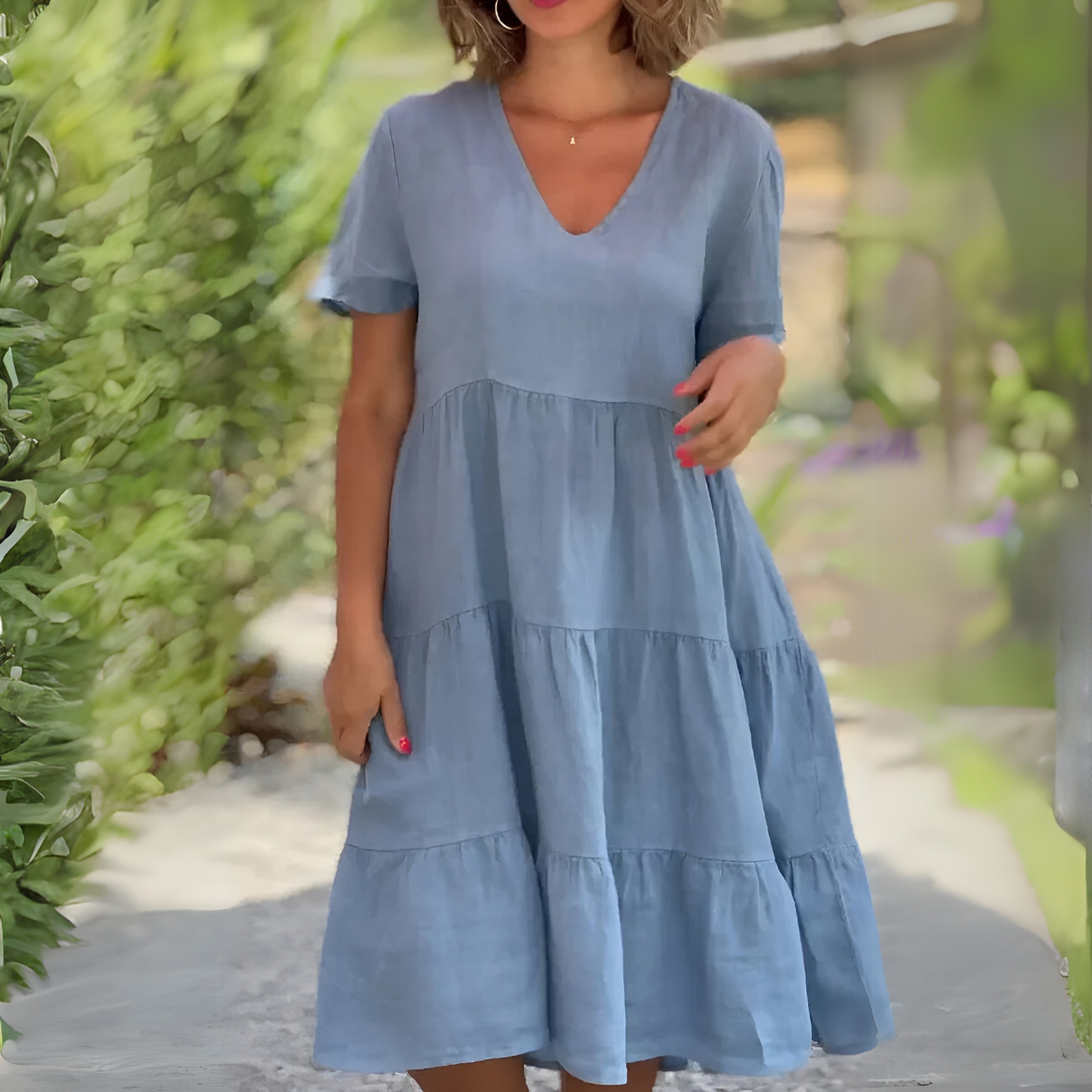 LUCE | LOOSE DRESS WITH V-NECK