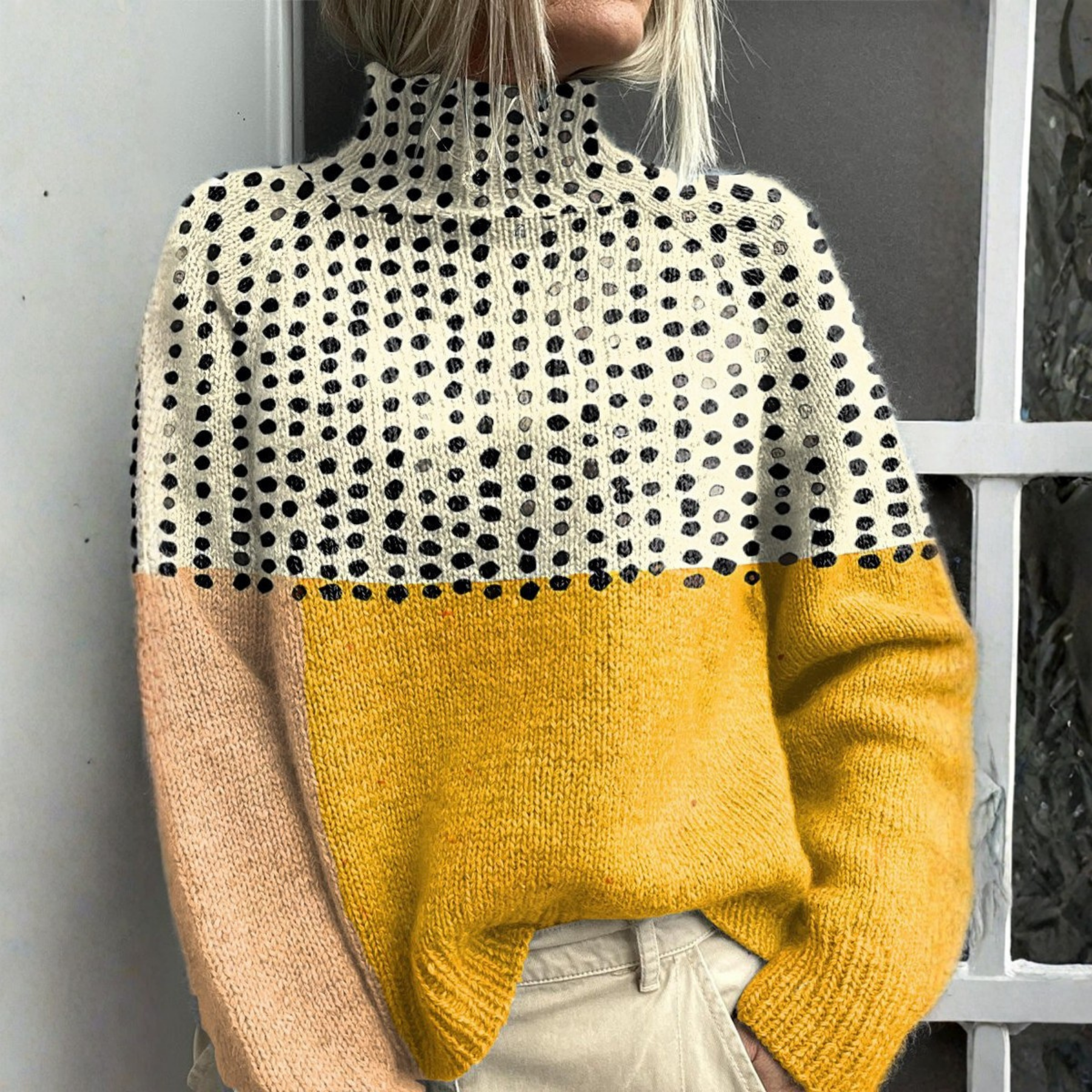 Marion | Vintage floral art turtleneck jumper