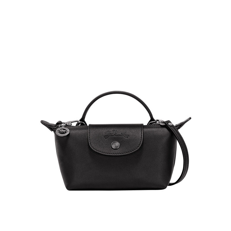 Mini Leather Longchamp Bag - Black